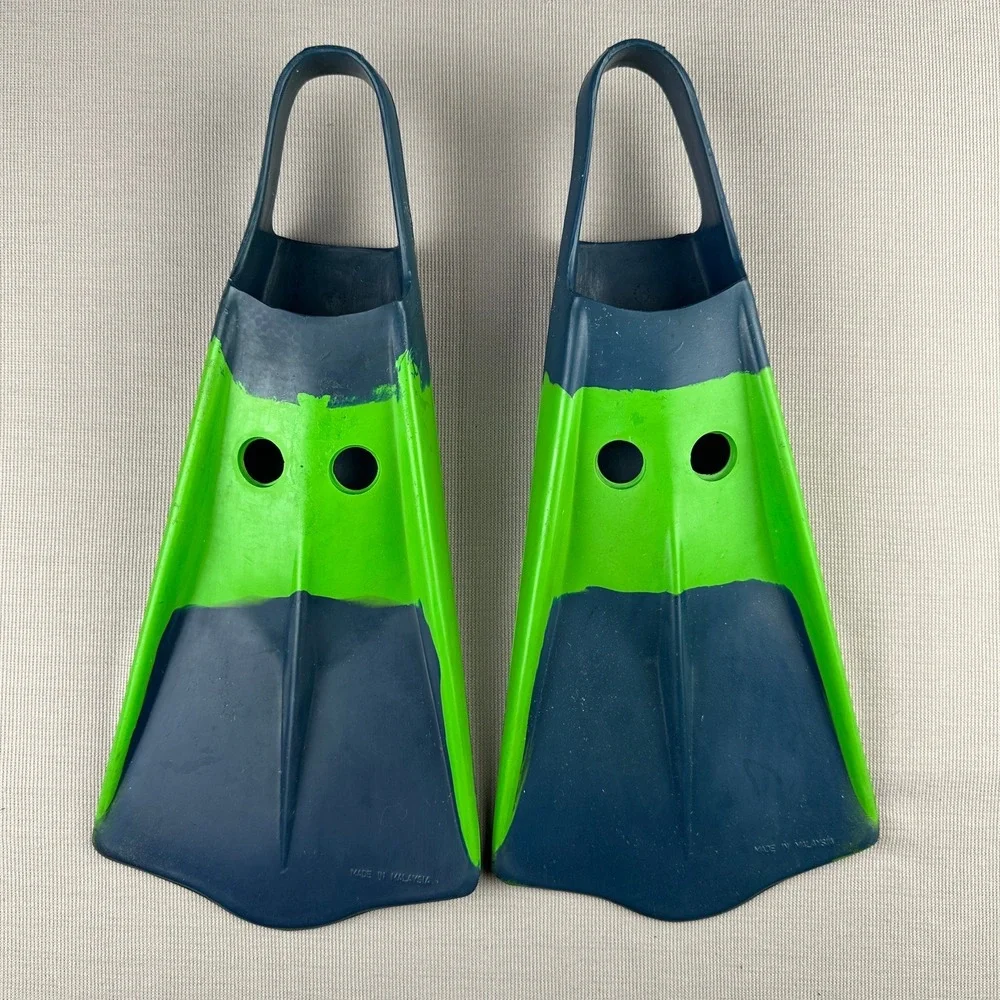 Voit Duck Feet Custom Model Swim Fins Navy Blue Lime Green XS 3-5 Rubber